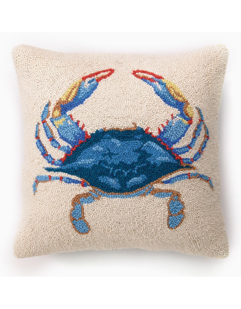 Blue Crab Hooked Pillow, 16x16