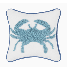 C and F Home Pillow, Blue Crab, french knot 8x8