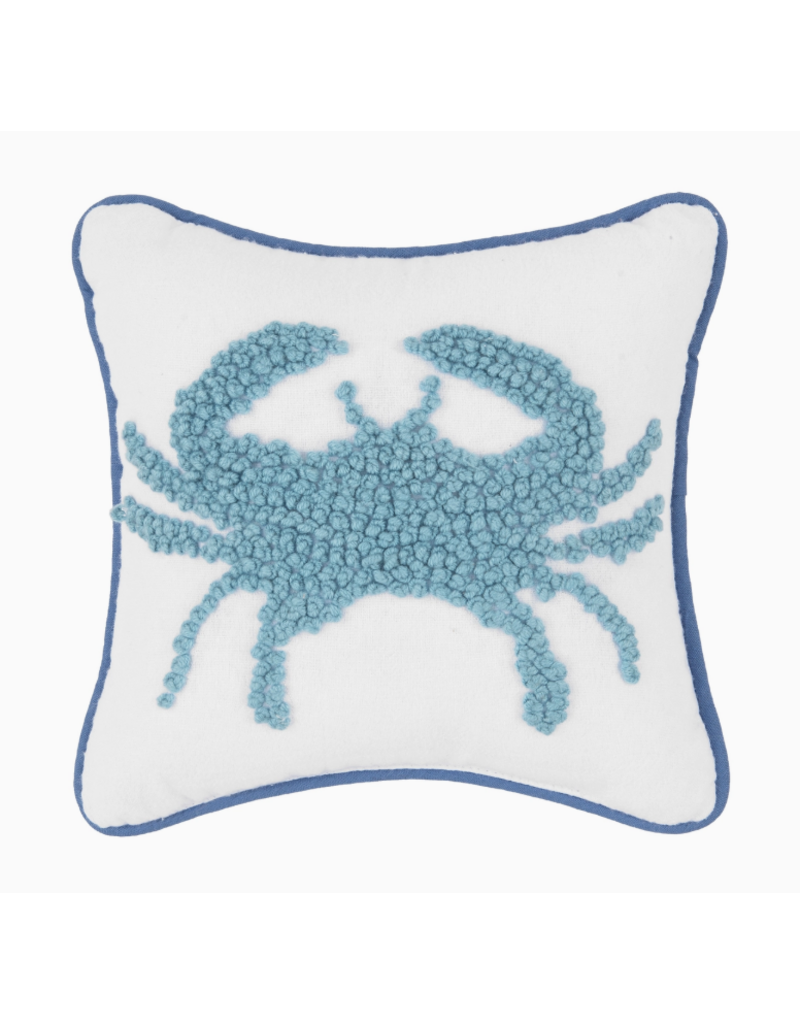 C and F Home Pillow, Blue Crab, french knot 8x8