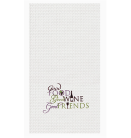 C and F Home Towel, Good Food Good Friends, waffle weave