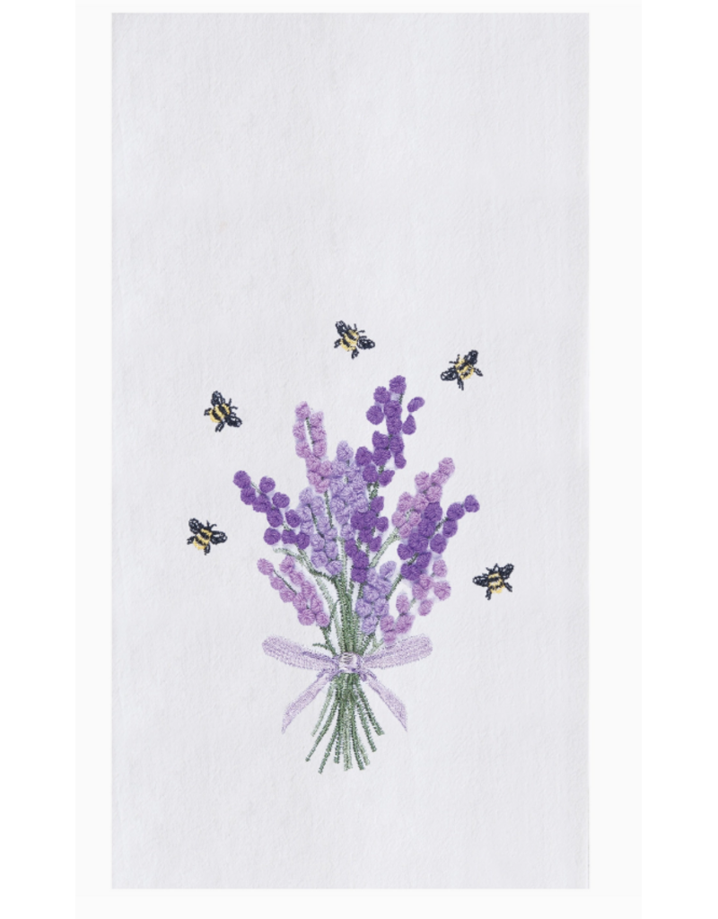 C and F Home Towel, Lavender and Bees, french knot