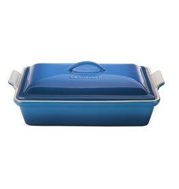 Le Creuset Stoneware Heritage Rectangular Covered Casserole, Marseille Blue 4qt