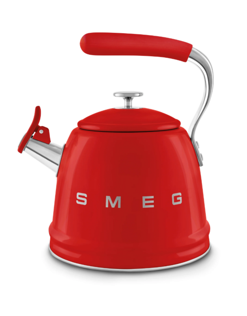 SMEG Retro Style Whistling Tea Kettle, 2.4qt, red