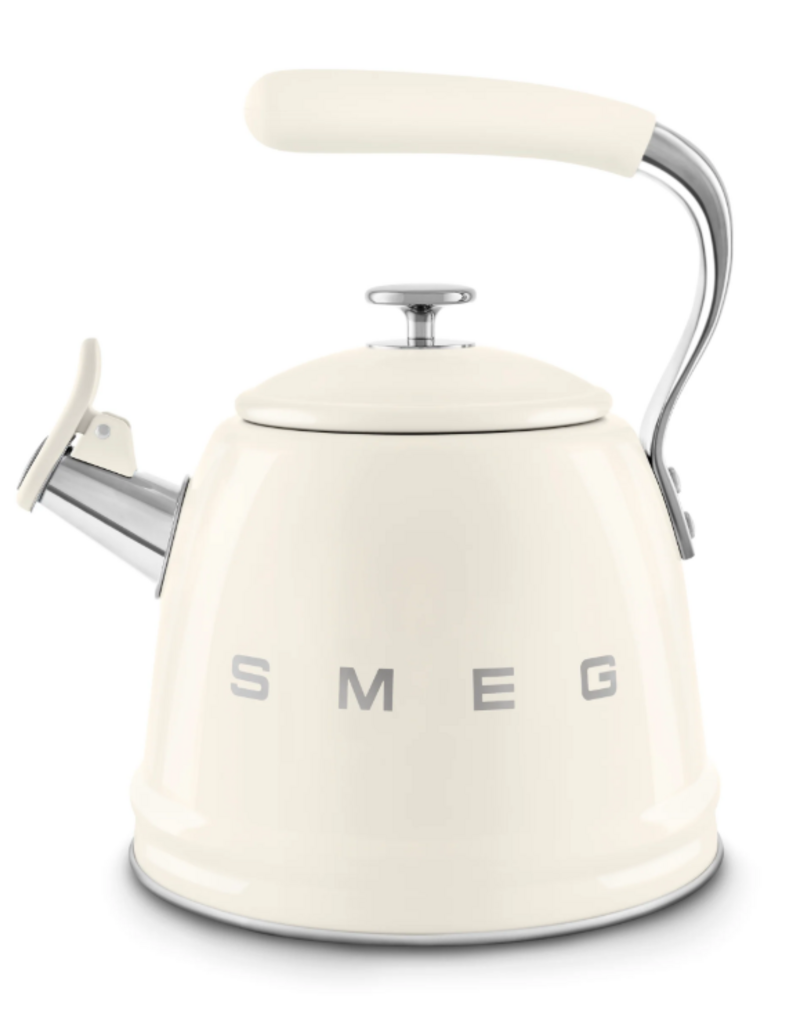 SMEG Retro Style Whistling Tea Kettle, 2.4qt, cream