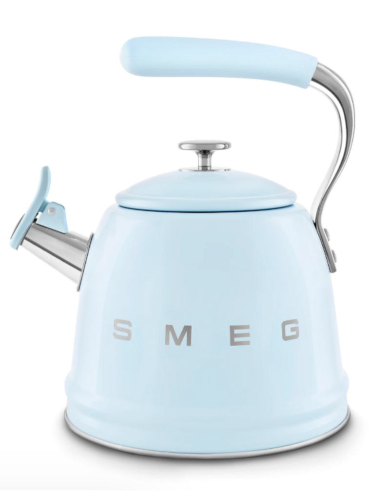 SMEG Retro Style Whistling Tea Kettle, 2.4qt, pastel blue