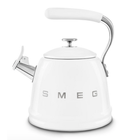 SMEG Retro Style Whistling Tea Kettle, 2.4qt, white
