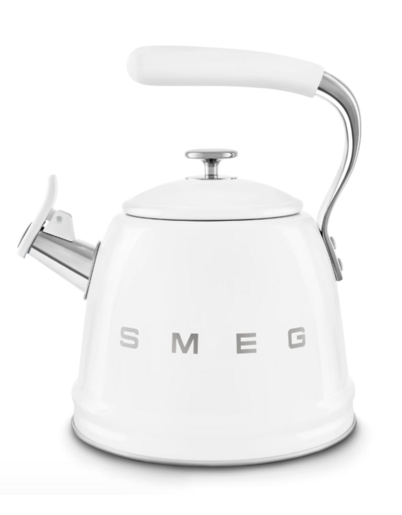 SMEG Retro Style Whistling Tea Kettle, 2.4qt, white