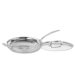 Cuisinart Multiclad Pro 3-Ply  Stainless 12” Fry Pan Skillet with Lid & Helper Handle cirr