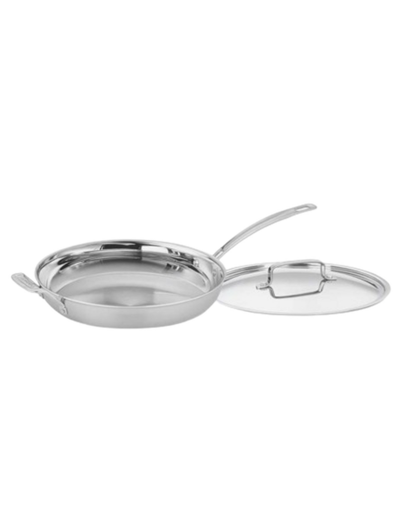 Cuisinart Multiclad Pro 3-Ply  Stainless 12” Fry Pan Skillet with Lid & Helper Handle cirr