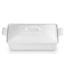 Le Creuset Stoneware Heritage Rectangular Covered Casserole, White 4qt