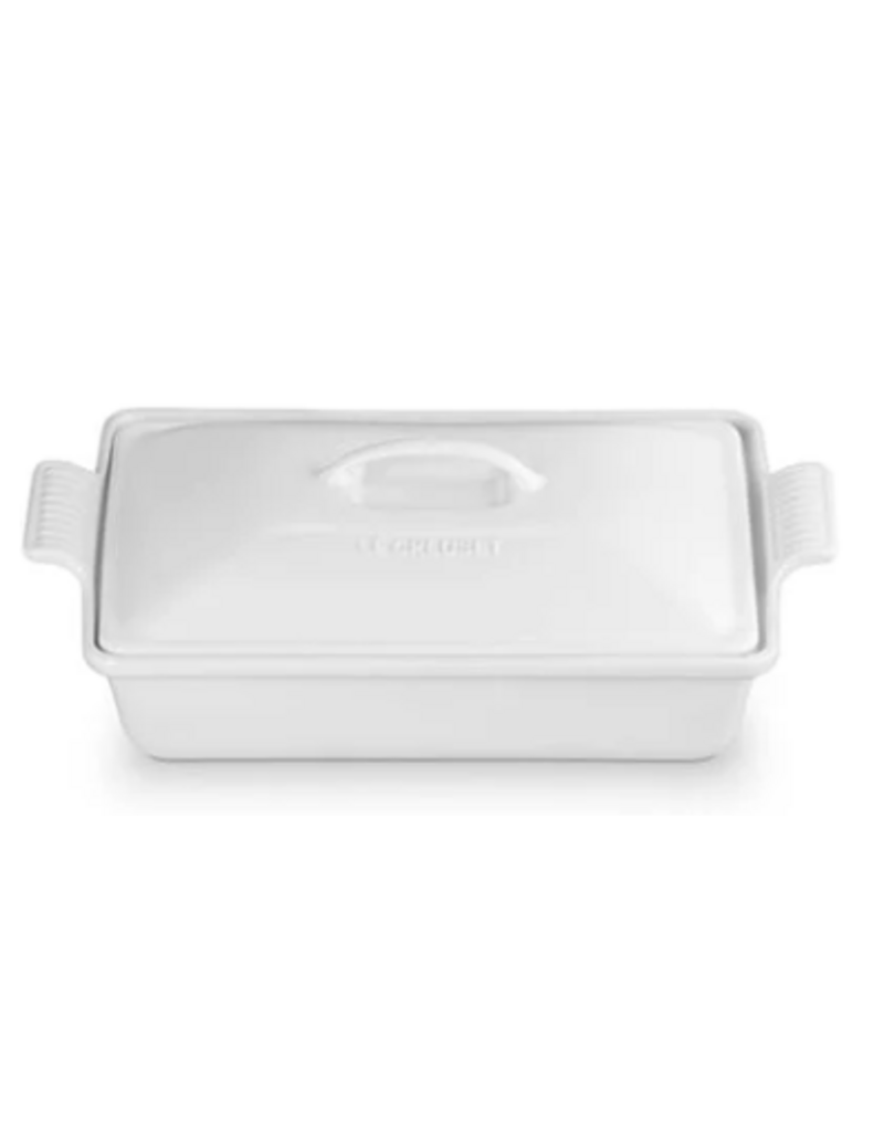 Le Creuset Stoneware Heritage Rectangular Covered Casserole, White 4qt