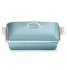 Le Creuset Stoneware Heritage Rectangular Covered Casserole, Sea Salt Blue 4qt