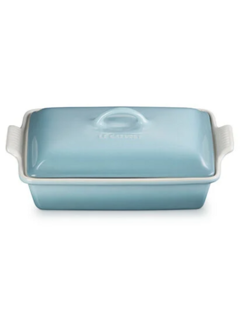 Le Creuset Stoneware Heritage Rectangular Covered Casserole, Sea Salt Blue 4qt