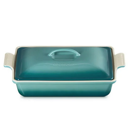 Le Creuset Stoneware Heritage Rectangular Covered Casserole, Riviera Blue 4qt