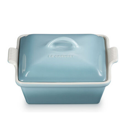 Le Creuset Stoneware Heritage Covered Square Casserole - Sea Salt Blue 2.5qt 9'' disc