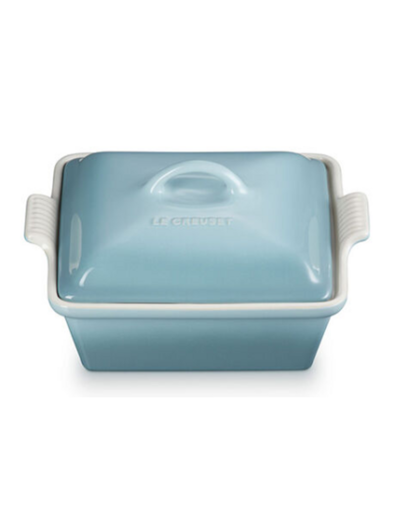Le Creuset Stoneware Heritage Covered Square Casserole - Sea Salt Blue 2.5qt 9'' disc