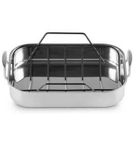 Le Creuset Stainless Large Roasting Pan with Nonstick Rack, 17" ciw