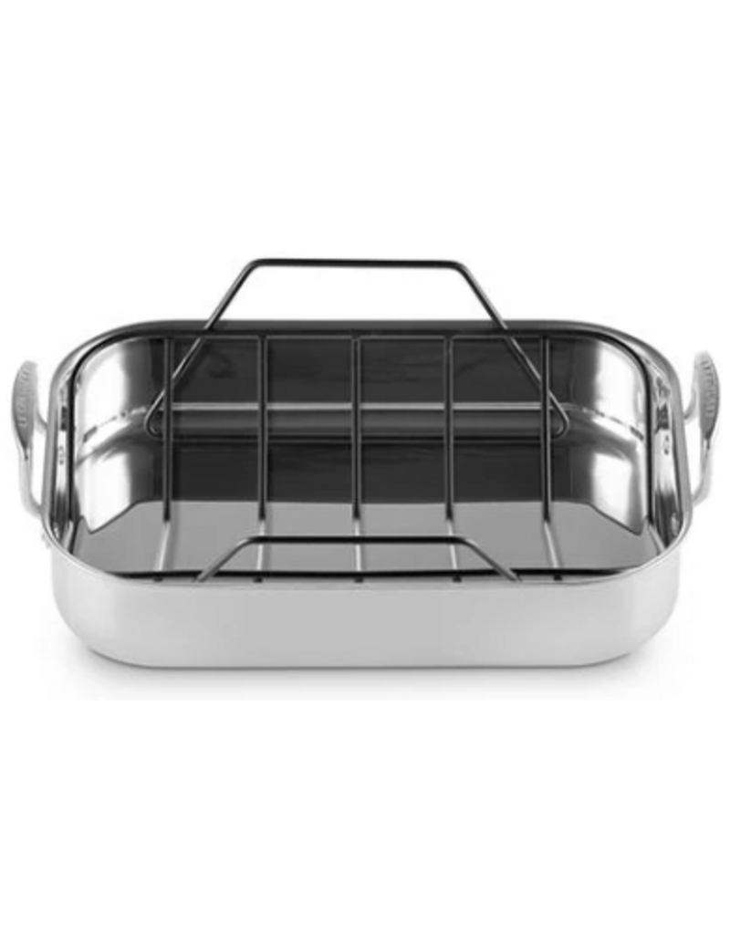 Le Creuset Stainless Large Roasting Pan with Nonstick Rack, 17" ciw