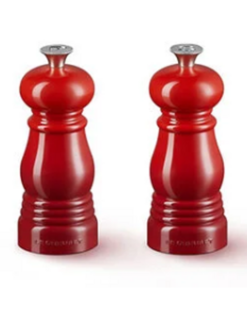 Le Creuset Petite Salt and Pepper Mill Set Cerise Red, Acrylic 5"