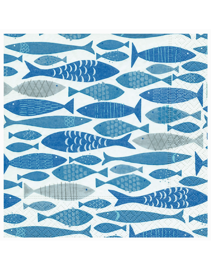 Boston International Cocktail Napkins, School of Fish, 20x