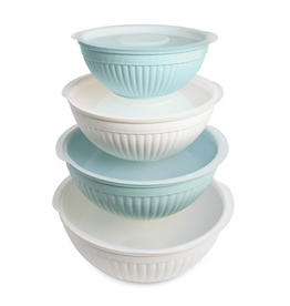 Nordic Ware 8-Piece PrepN Serve Microwave Mixing Bowls with Lids, seaglass