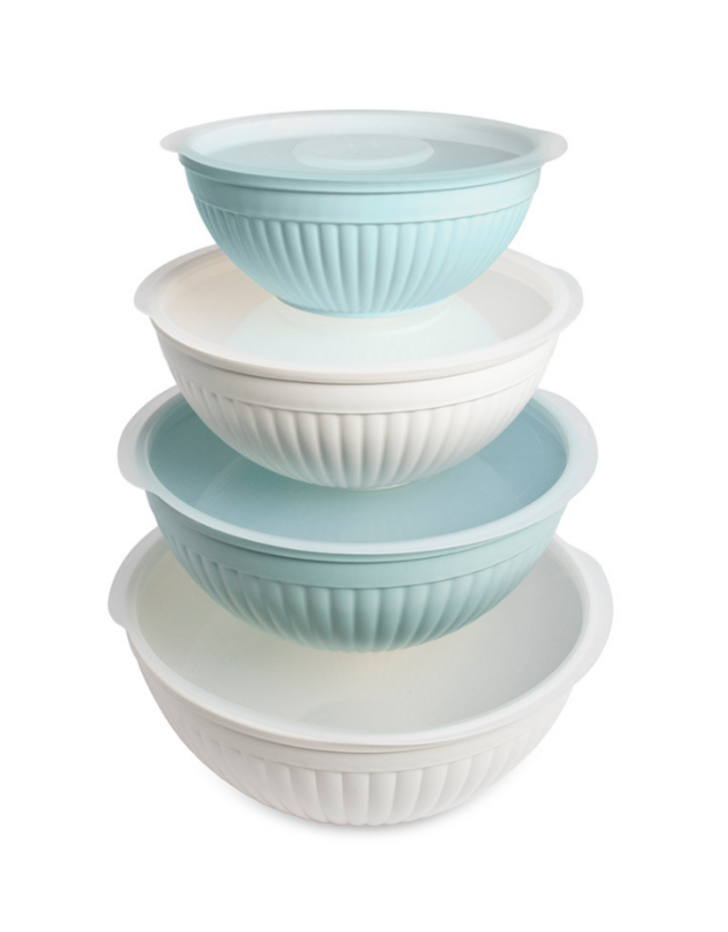 Nordic Ware 8-Piece PrepN Serve Microwave Mixing Bowls with Lids, seaglass