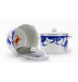 Golden Rabbit Blue Crab Stockpot, 18qt, Enamelware