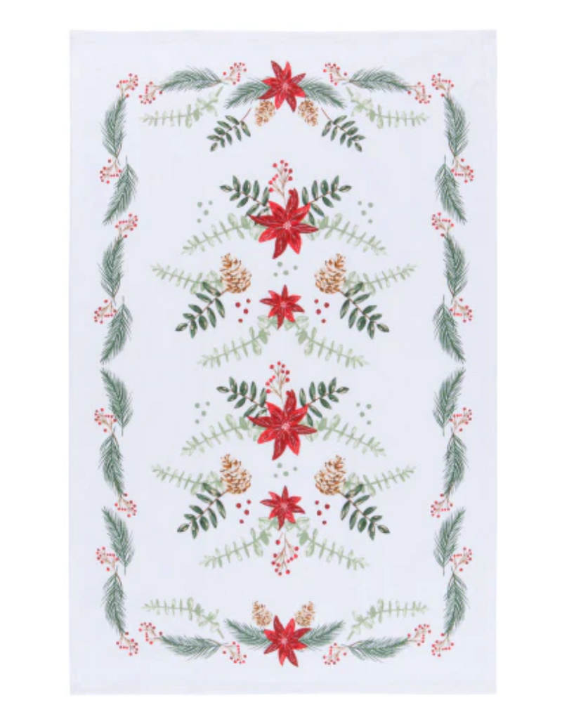 Now Designs Holiday Dish Towel, Poinsettia disc