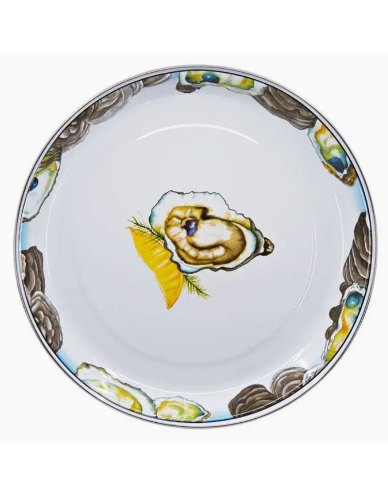 Golden Rabbit Oyster Small TRAY/PLATTER, 13" round, Enamelware