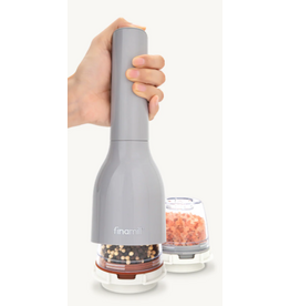 FinaMill Gray Battery-Operated Salt, Pepper & Spice Grinder/Mill, With 2 Pods