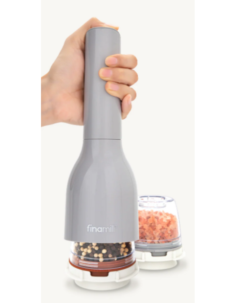 FinaMill Gray Battery-Operated Salt, Pepper & Spice Grinder/Mill, With 2 Pods