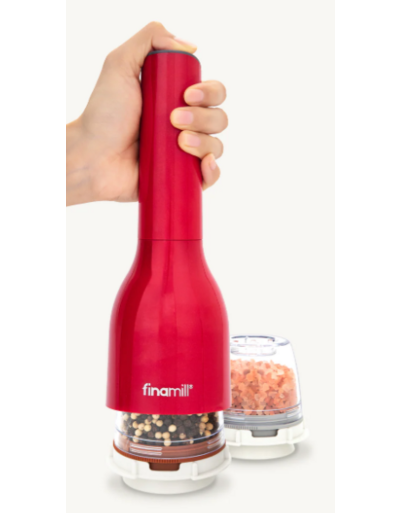 FinaMill Red Battery-Operated Salt, Pepper & Spice Grinder/Mill, With 2 Pods