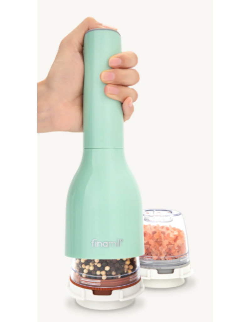 FinaMill Mint Green Battery-Operated Salt, Pepper & Spice Grinder/Mill, With 2 Pods