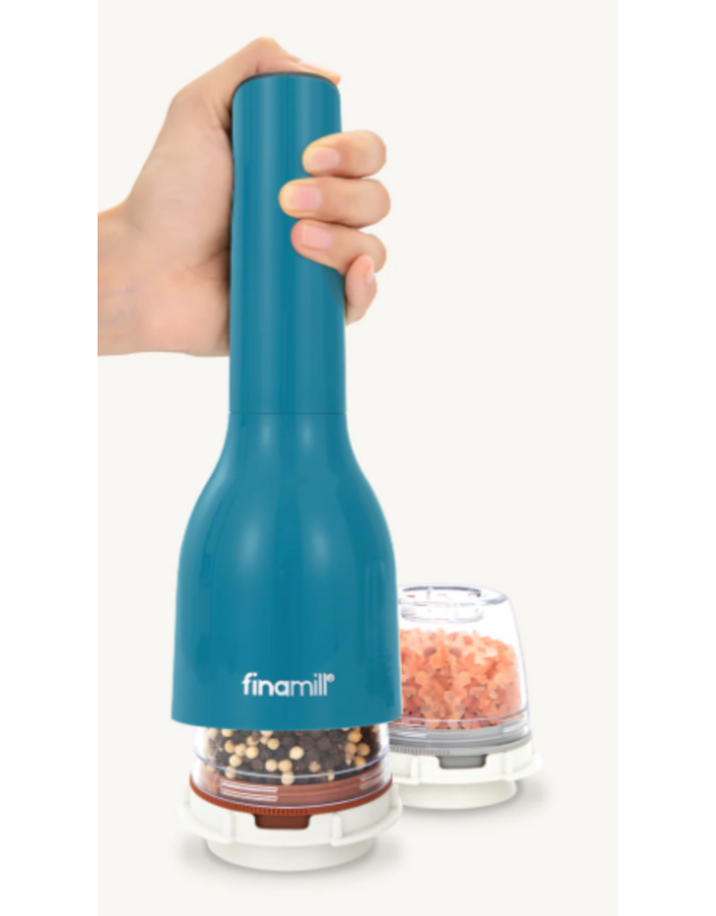 FinaMill Ocean Blue Battery-Operated Salt, Pepper & Spice Grinder/Mill, With 2 Pods