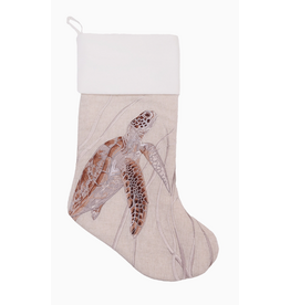 Rightside Design Holiday Sea Turtle Embroidered Linen Christmas Stocking