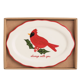 Mudpie Holiday Plate, Cardinal, Always With You, 7x10