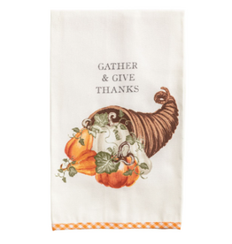 Mudpie Fall Gingham Towel, Cornucopia, Gather