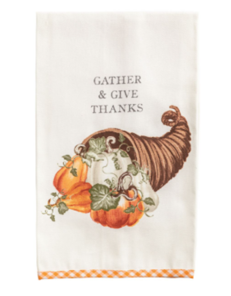 Mudpie Fall Gingham Towel, Cornucopia, Gather