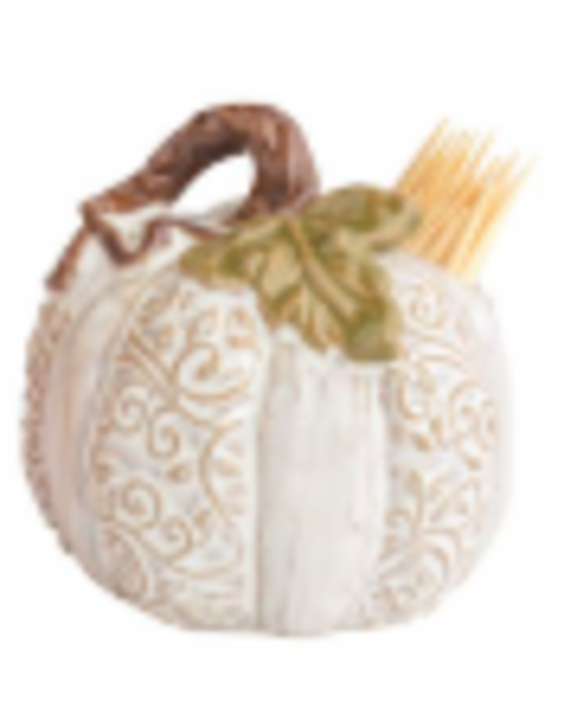 Mudpie Fall Toothpick Holder Set, White Pumpkin, 2"
