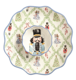 Mudpie Holiday Nutcracker 2pc Christmas Chip & Dip Set, 11"