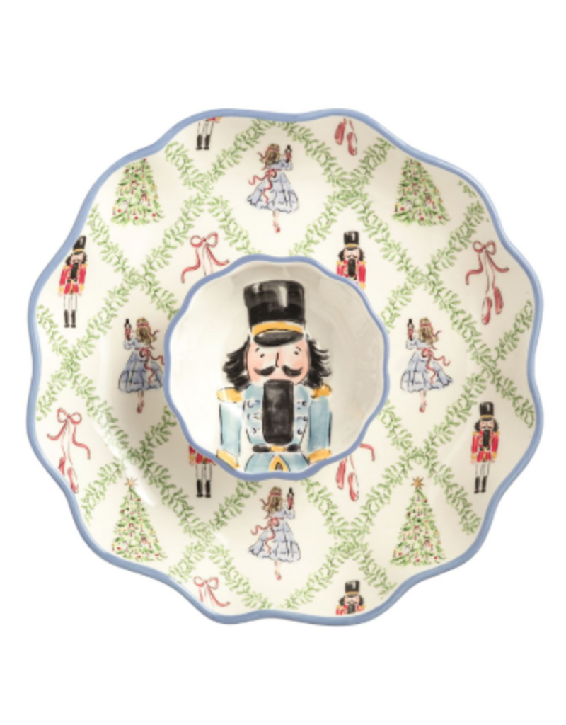 Mudpie Holiday Nutcracker 2pc Christmas Chip & Dip Set, 11"