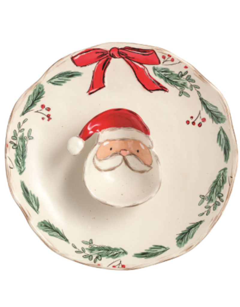 Mudpie Holiday Santa Face 2pc Christmas Chip & Dip Set, 11"