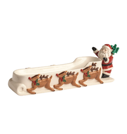 Mudpie Holiday Santa's Sleigh Cracker Dish & Toothpick Set