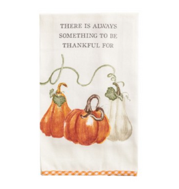 Mudpie Fall Gingham Towel, 3 Pumpkins, Always Thankful