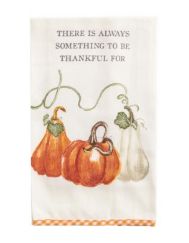 Mudpie Fall Gingham Towel, 3 Pumpkins, Always Thankful