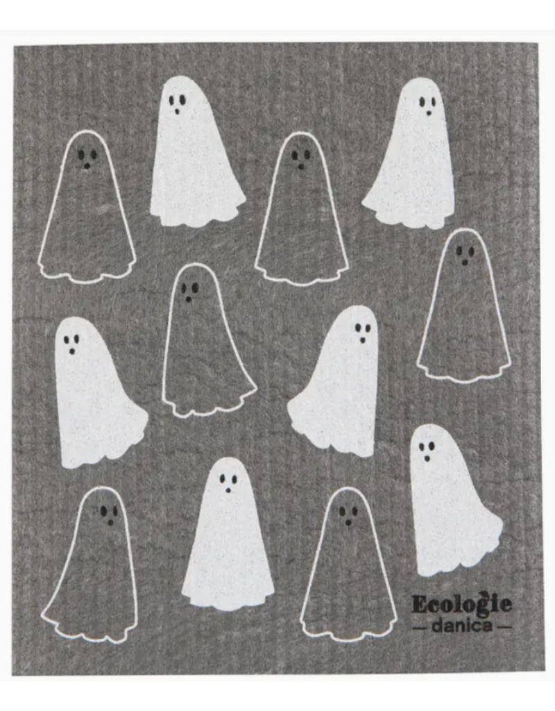 Now Designs Halloween Swedish Dish Cloth Kindred Spirits Ghosts, gray