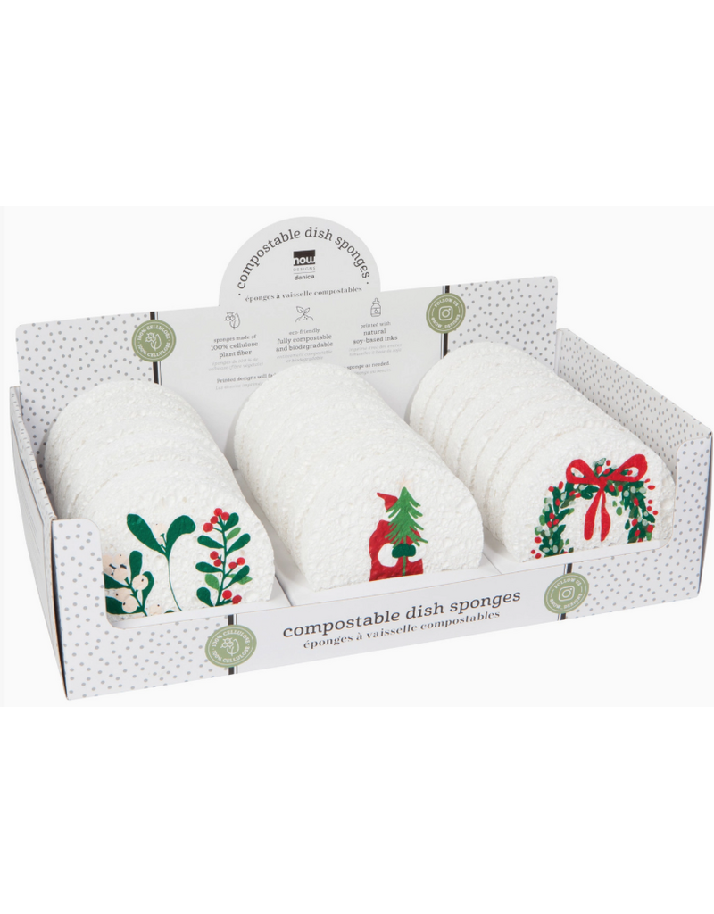 Now Designs Holiday Compostable DIsh Sponge, Tis the Season SINGLE