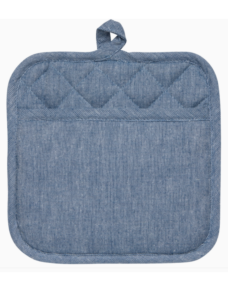 Now Designs Potholder, Silicone-Cotton, Oxford Blue