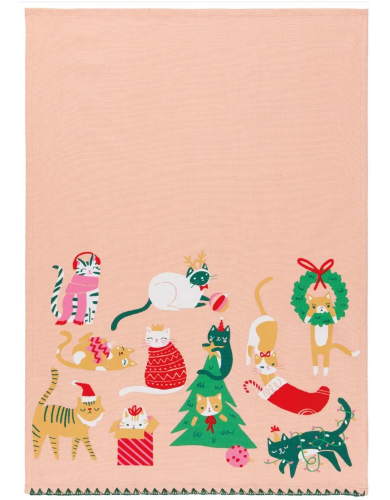 Now Designs Dish Towel, Let it Meow Cat, pink