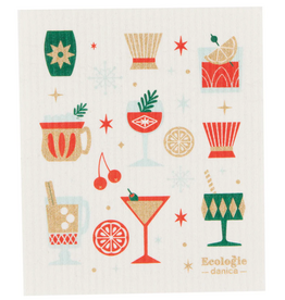 Now Designs Holiday Swedish Dish Cloth Cocktail Spirits Bright
